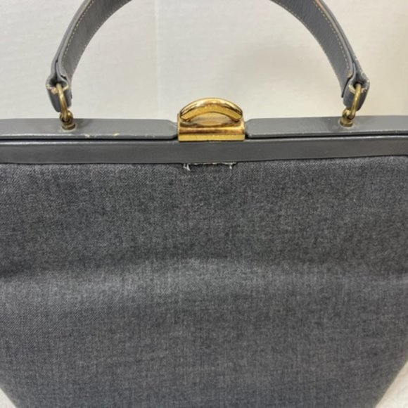 VTG Morris Moskowitz Gray Fabric Patent Handbag w/Coin Purse Handbag 11x 5x7.5" - Picture 13 of 13